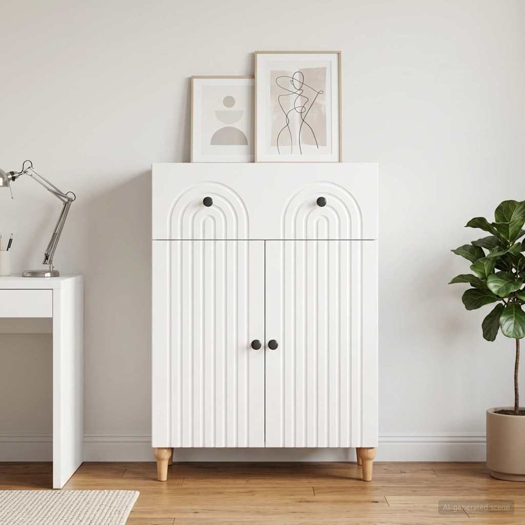 Sideboard Hvid højglans 66 x 34,5 x 90 cm Konstrueret træ