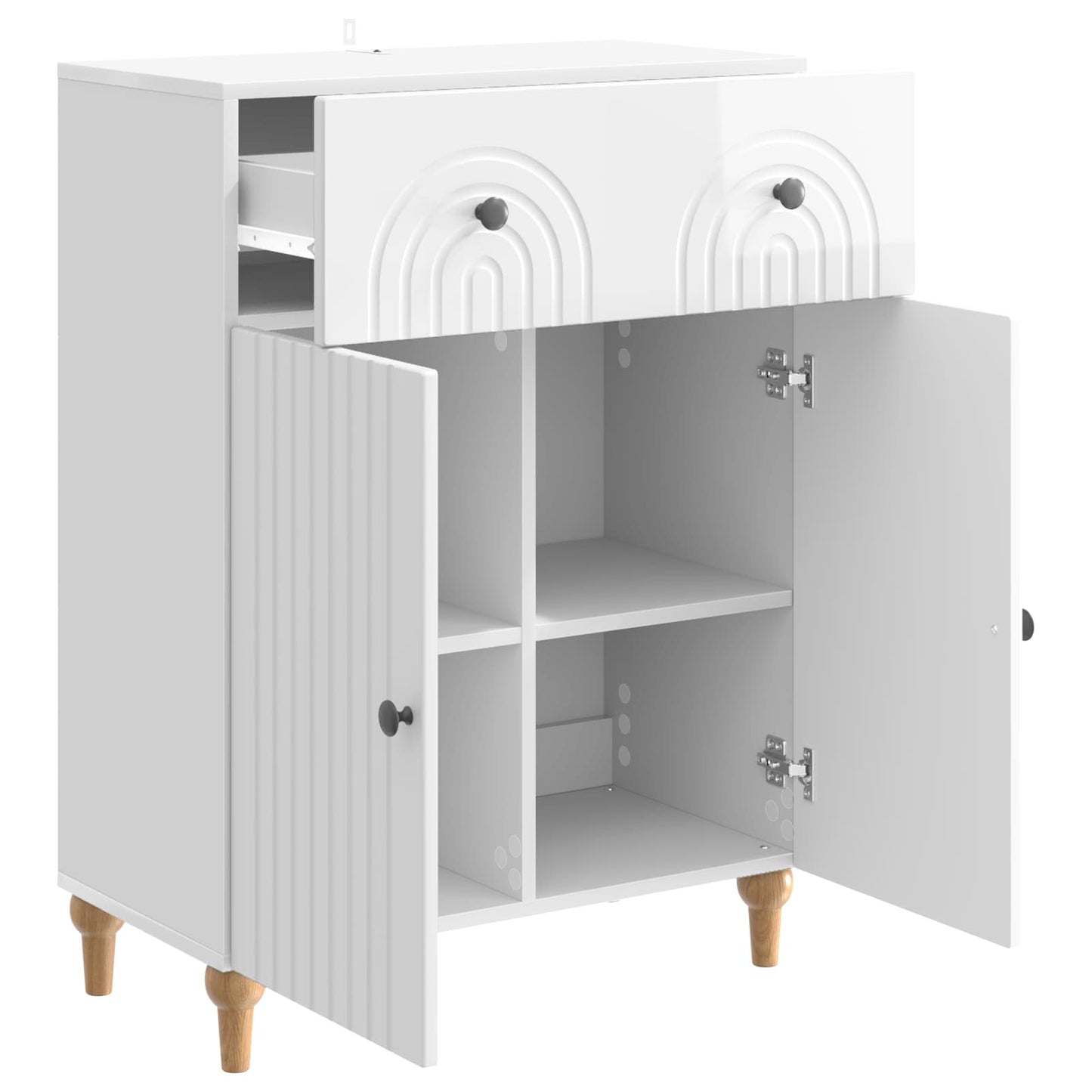 Sideboard Hvid højglans 66 x 34,5 x 90 cm Konstrueret træ