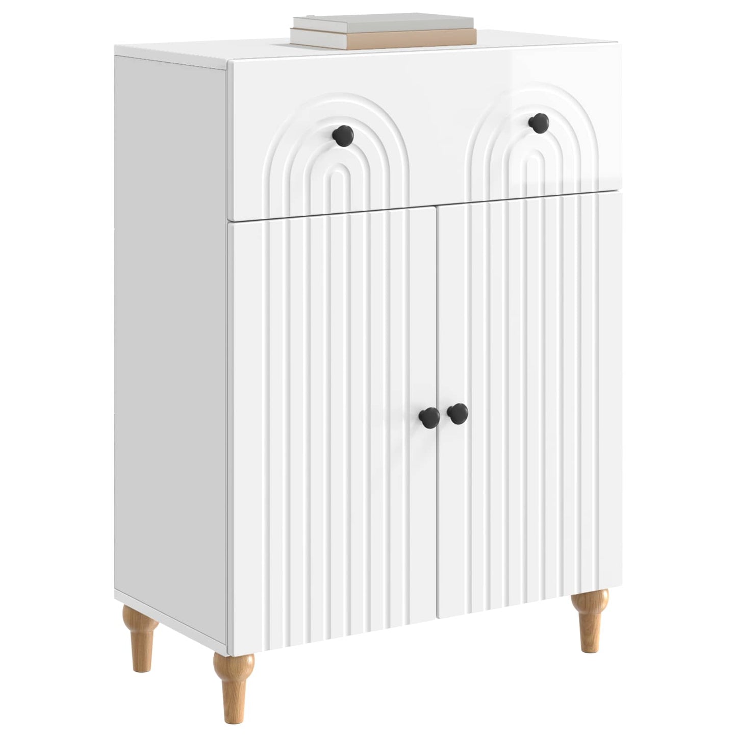 Sideboard Hvid højglans 66 x 34,5 x 90 cm Konstrueret træ
