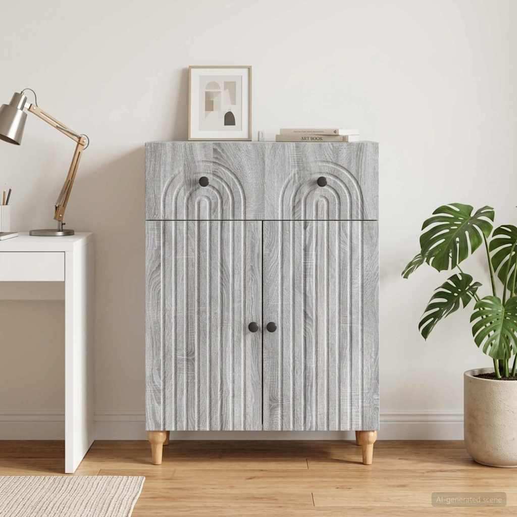 Sideboard Grå sonoma-eg 66 x 34,5 x 90 cm Konstrueret træ