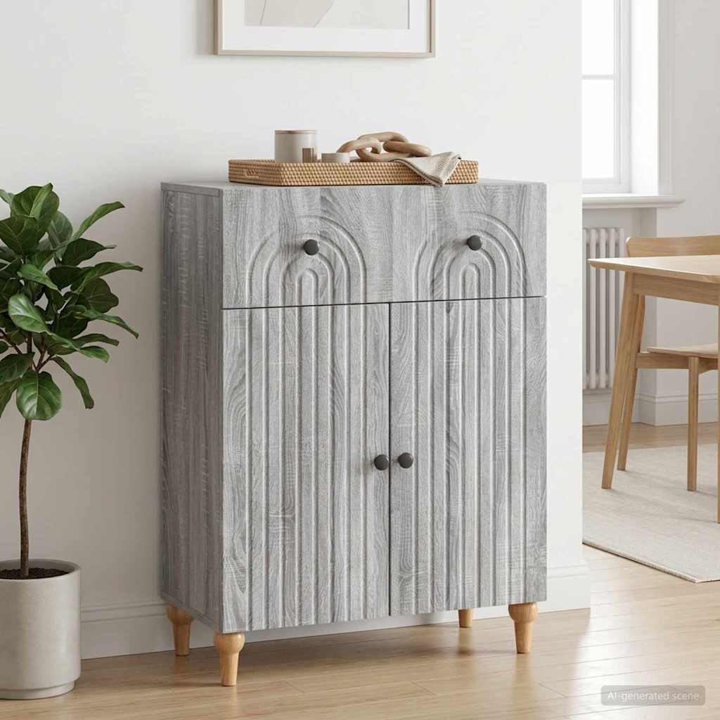 Sideboard Grå sonoma-eg 66 x 34,5 x 90 cm Konstrueret træ