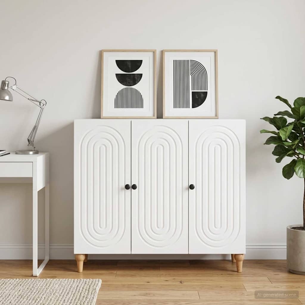 Sideboard Hvid 89 x 34,5 x 80 cm Konstrueret træ