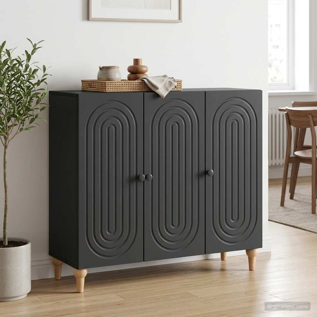 Sideboard Sort 89 x 34,5 x 80 cm Konstrueret træ