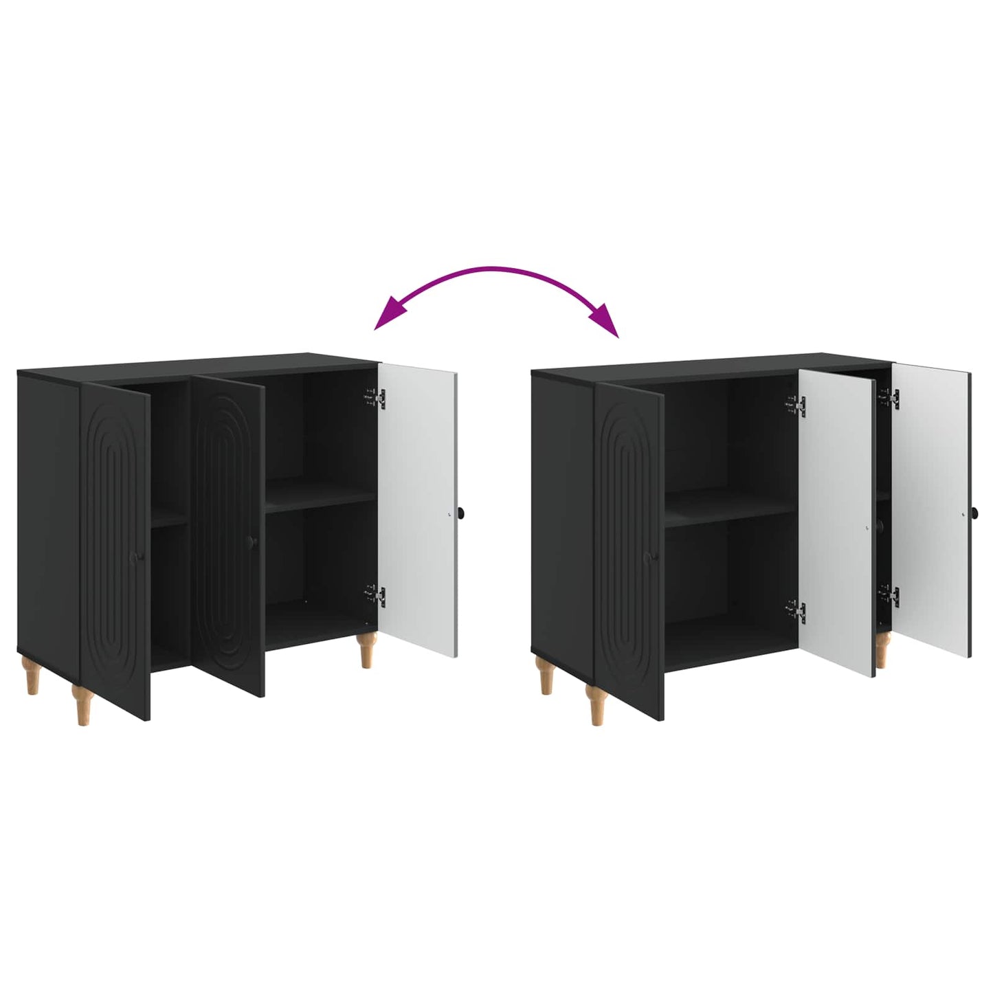 Sideboard Sort 89 x 34,5 x 80 cm Konstrueret træ