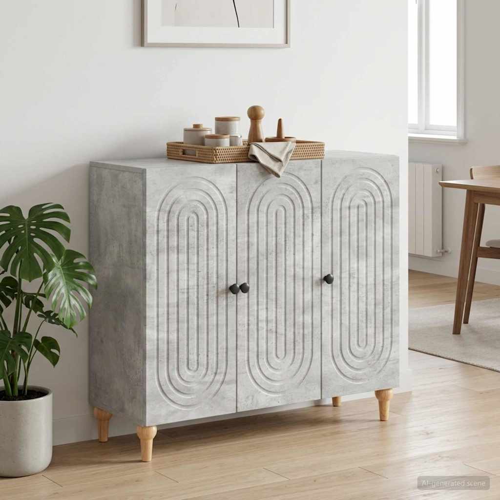 Sideboard Betongrå 89 x 34,5 x 80 cm Konstrueret træ
