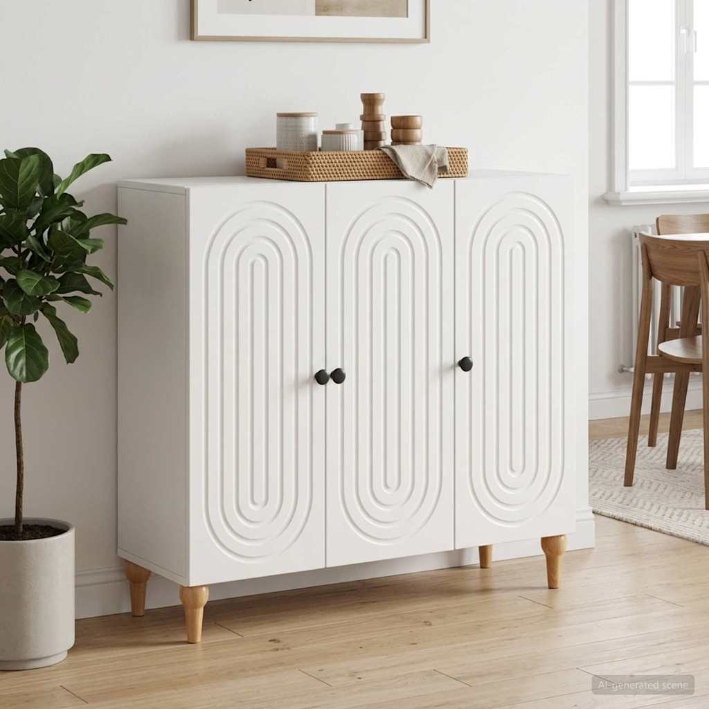Sideboard Hvid højglans 89 x 34,5 x 80 cm Konstrueret træ