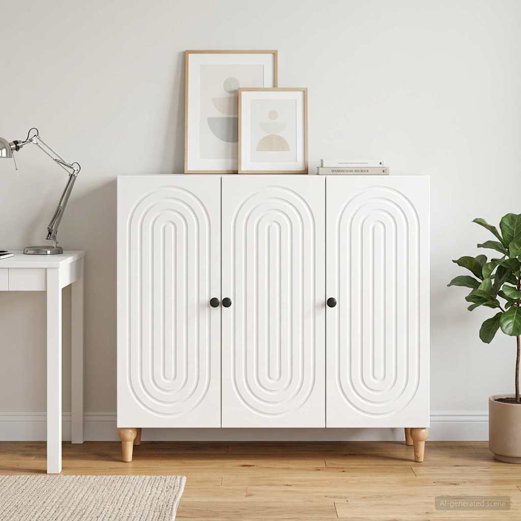 Sideboard Hvid højglans 89 x 34,5 x 80 cm Konstrueret træ
