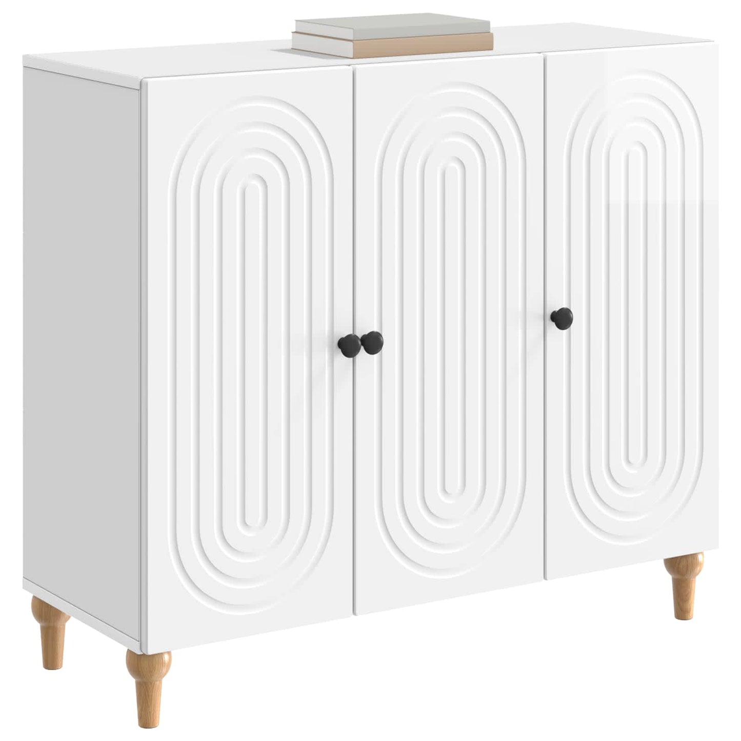 Sideboard Hvid højglans 89 x 34,5 x 80 cm Konstrueret træ