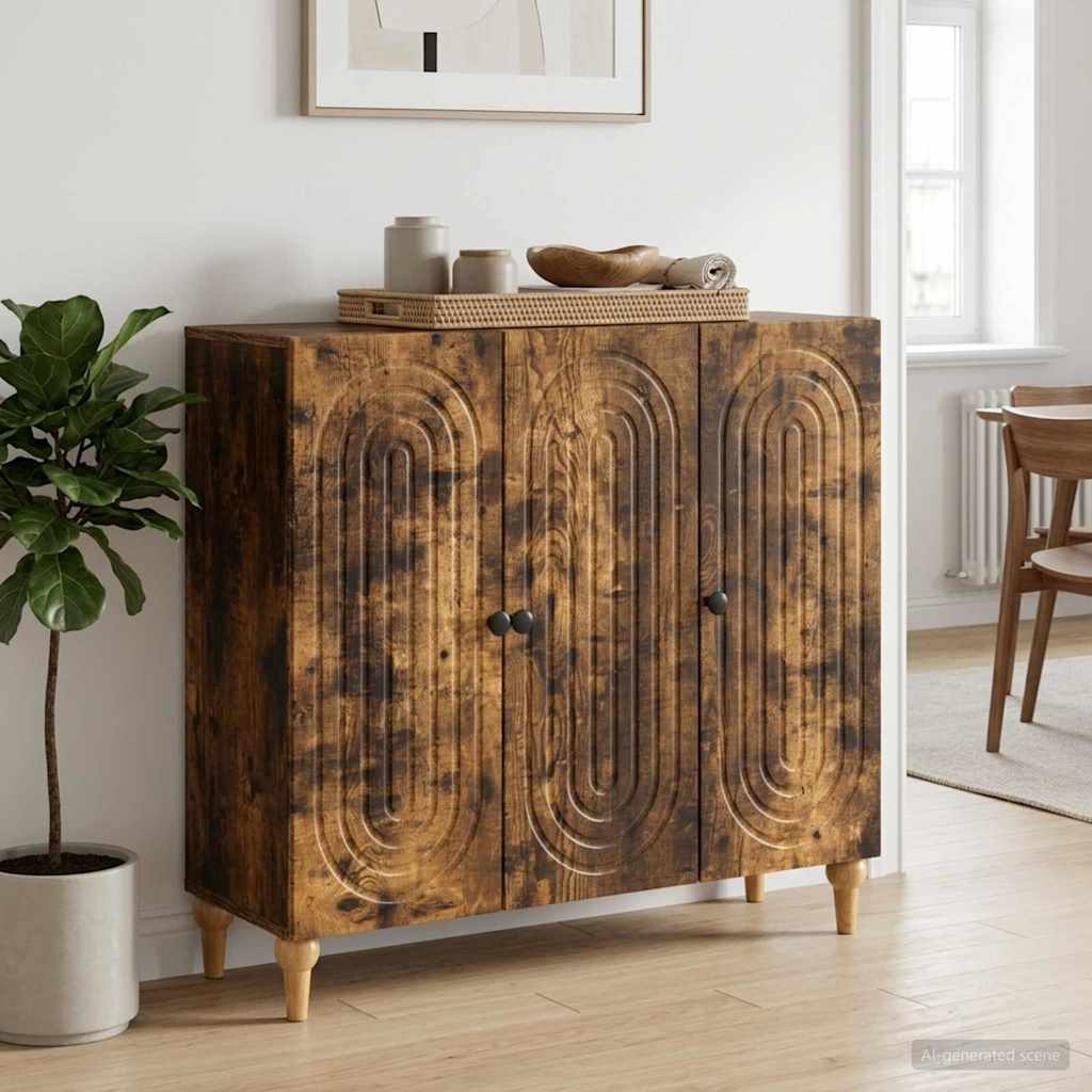 Sideboard Røget eg 89 x 34,5 x 80 cm Konstrueret træ