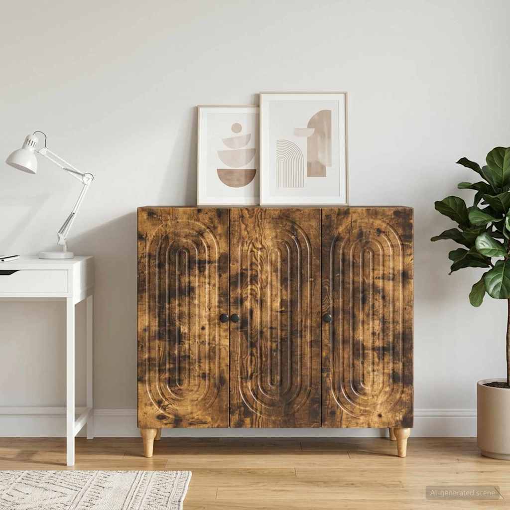 Sideboard Røget eg 89 x 34,5 x 80 cm Konstrueret træ