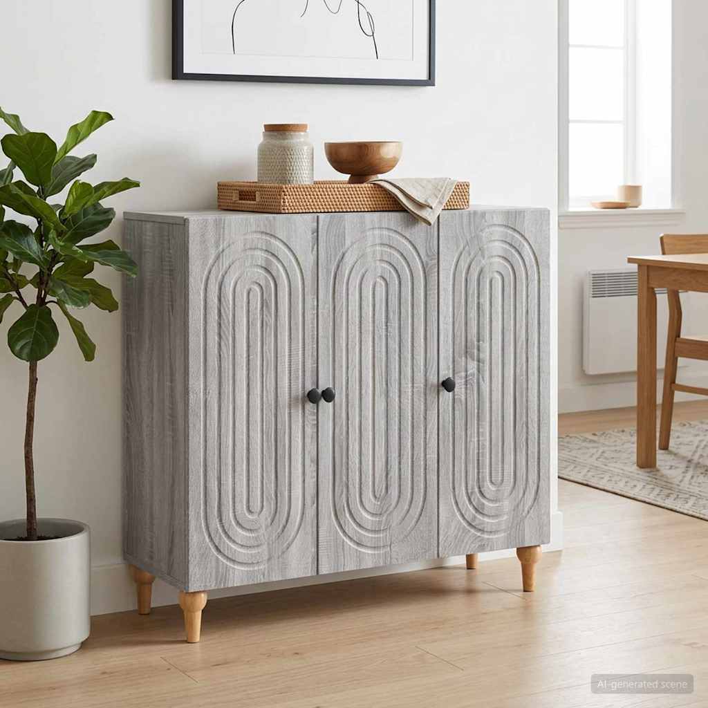 Sideboard Grå sonoma-eg 89 x 34,5 x 80 cm Konstrueret træ