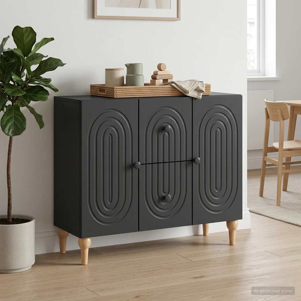 TV-skab med skuffe Sort 89 x 34,5 x 60 cm Konstrueret træ