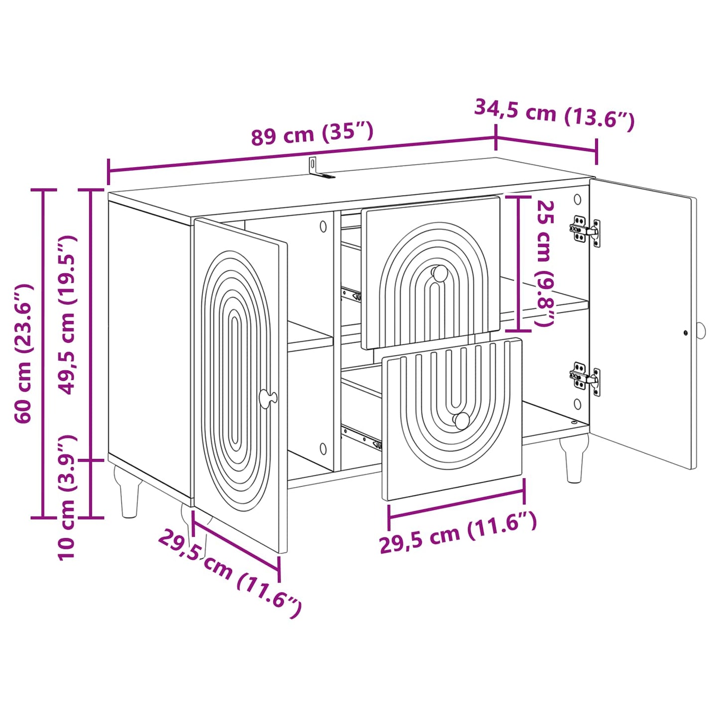 TV-skab Artisan-eg 89 x 34,5 x 60 cm Konstrueret træ