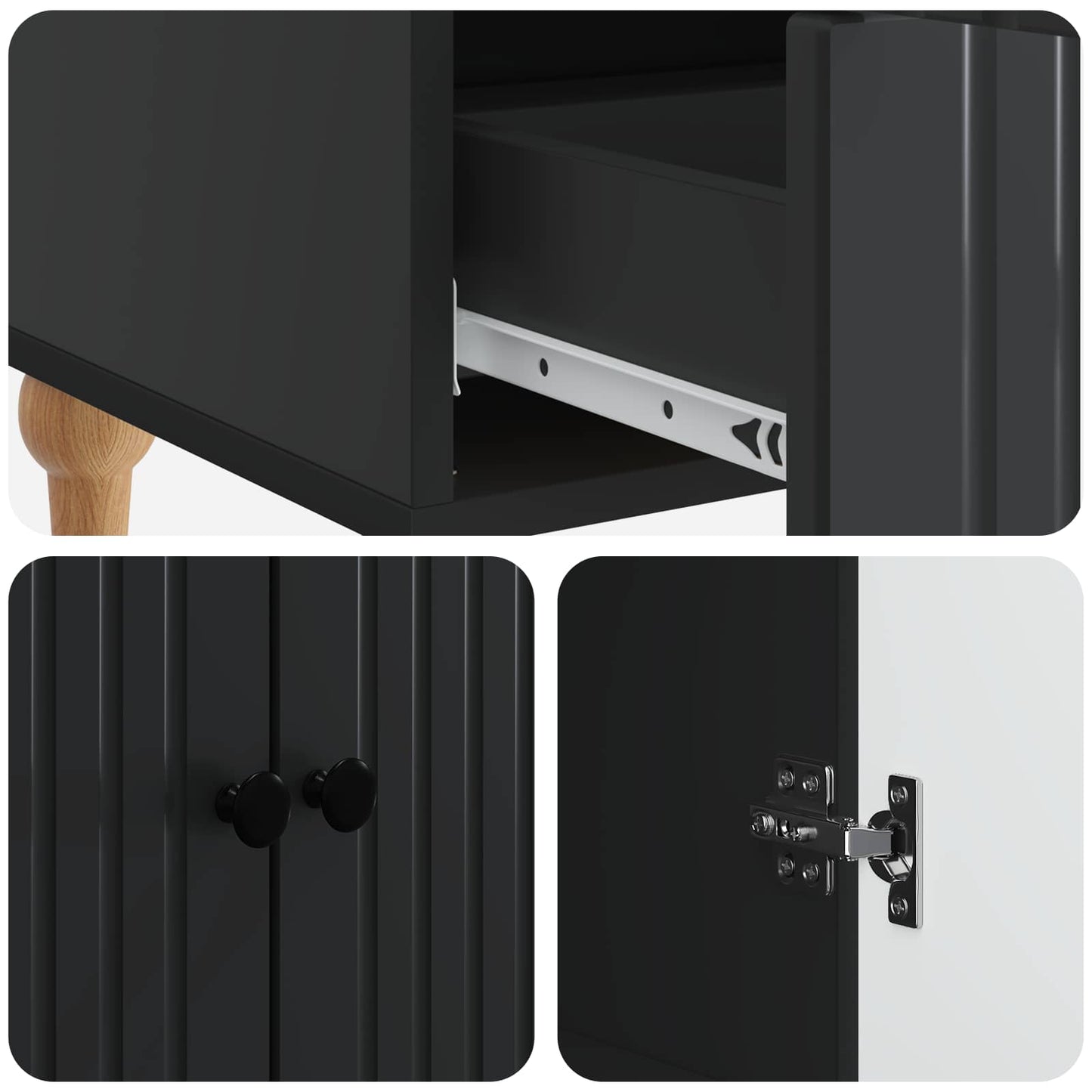 Sideboard Sort 66 x 34,5 x 95 cm Konstrueret træ