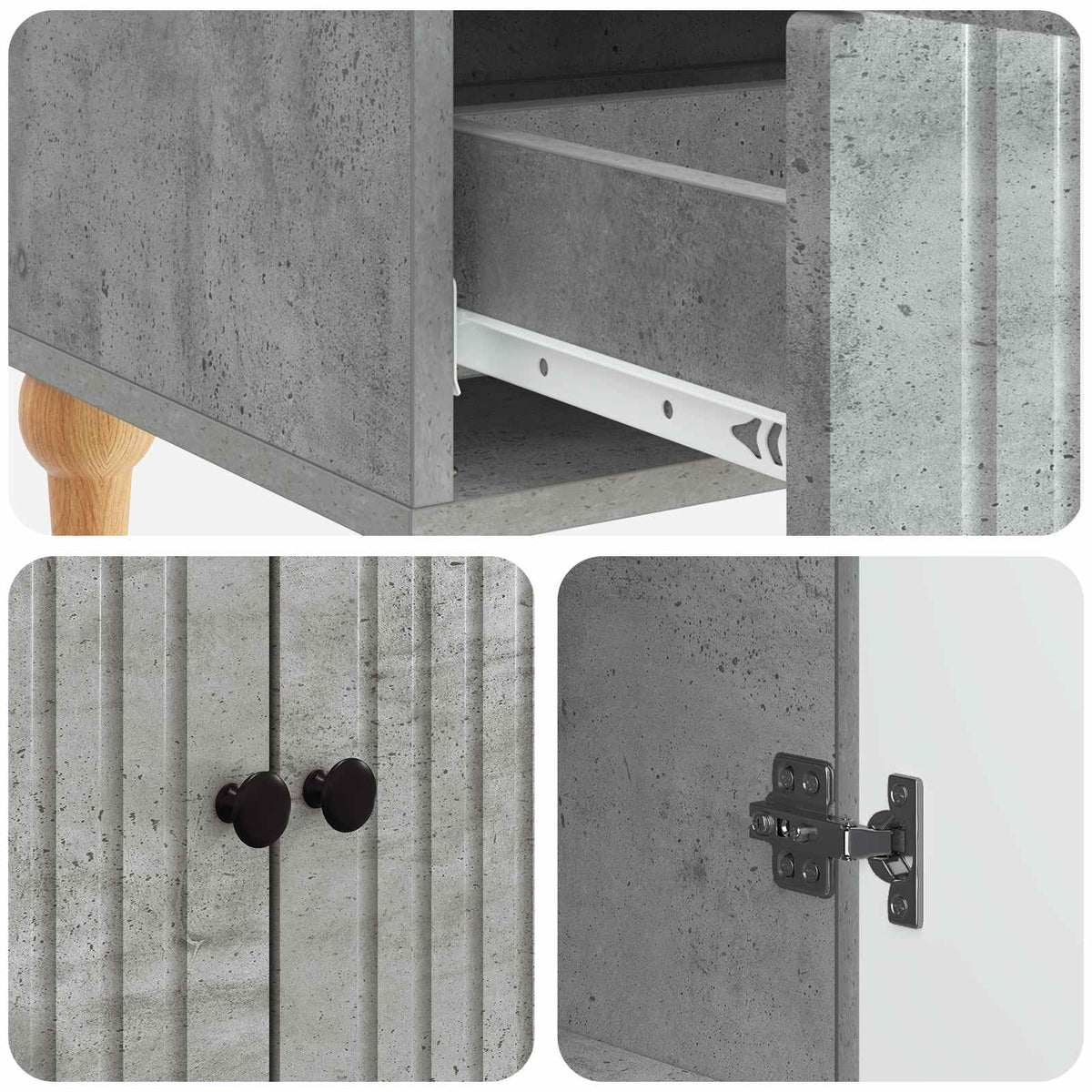 Sideboard Betongrå 66 x 34,5 x 95 cm Konstrueret træ