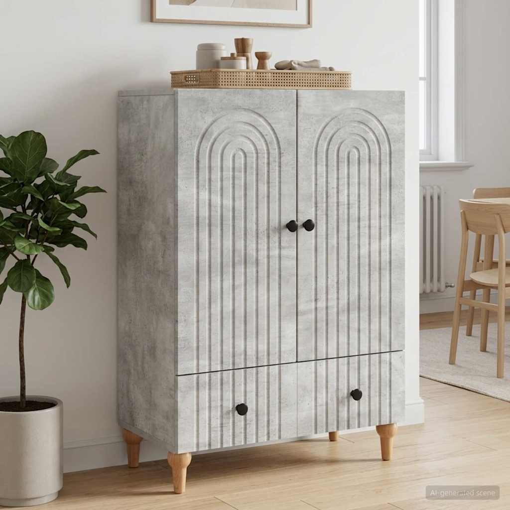 Sideboard Betongrå 66 x 34,5 x 95 cm Konstrueret træ