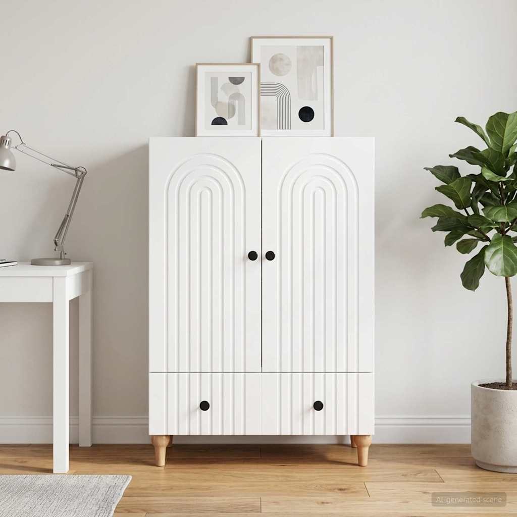 Sideboard Hvid højglans 66 x 34,5 x 95 cm Konstrueret træ