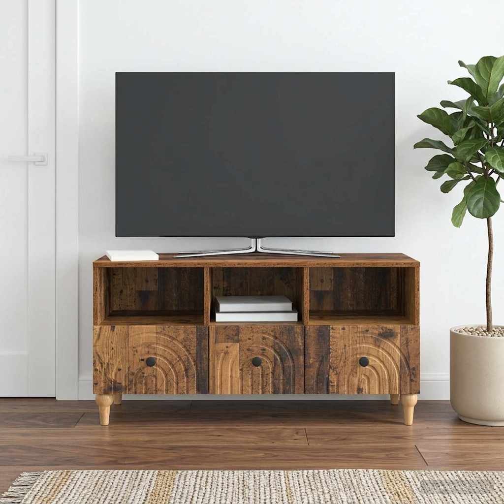 TV-skab 102 x 34,5 x 50 cm Gammelt træ Konstrueret træ