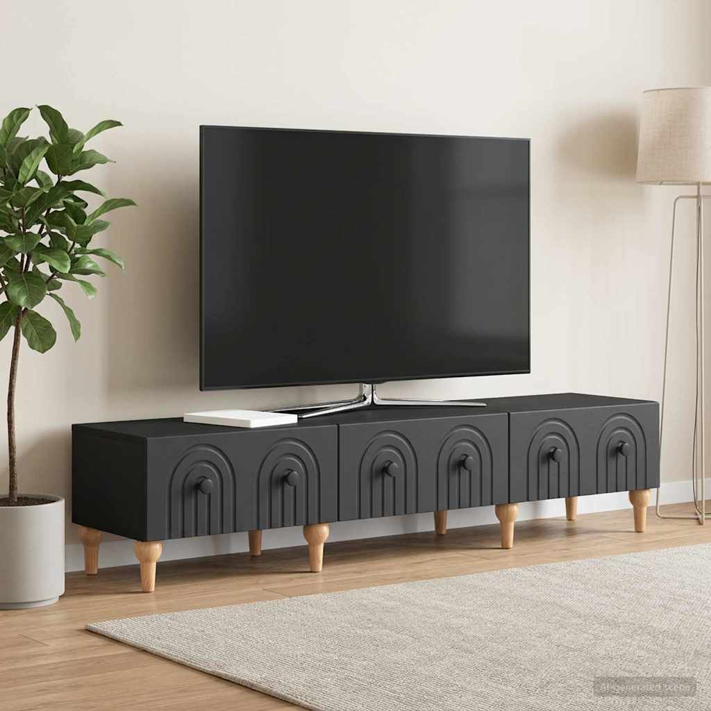 TV-skab med skuffe Sort 147 x 34,5 x 30 cm Konstrueret træ