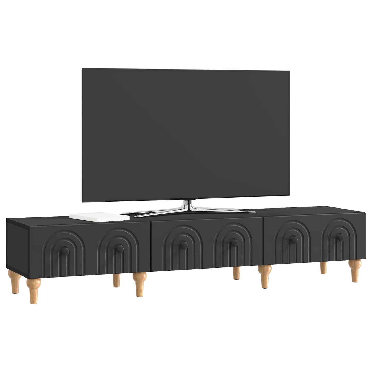 TV-skab med skuffe Sort 147 x 34,5 x 30 cm Konstrueret træ