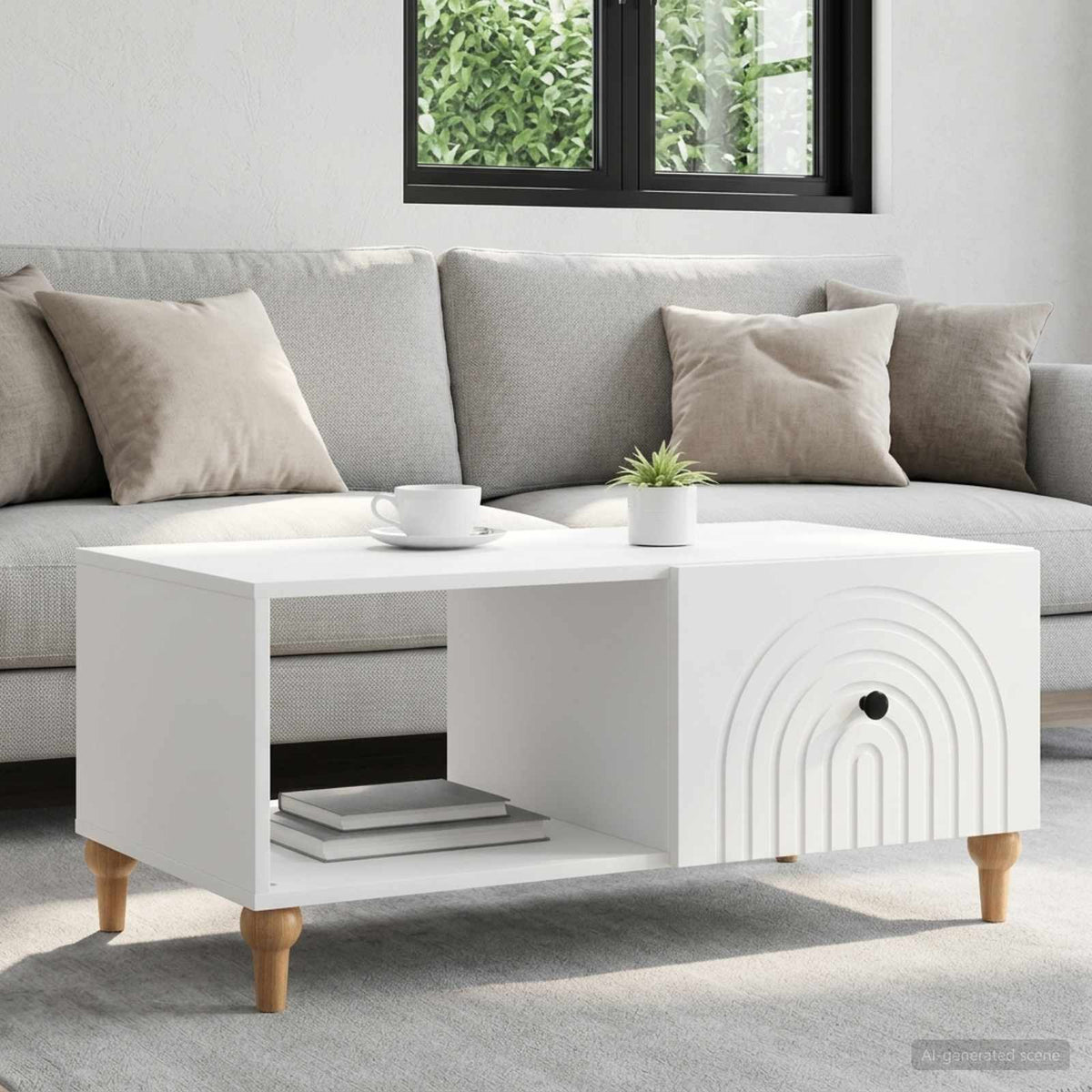 Sofabord Hvid 90 x 50 x 40 cm Konstrueret træ