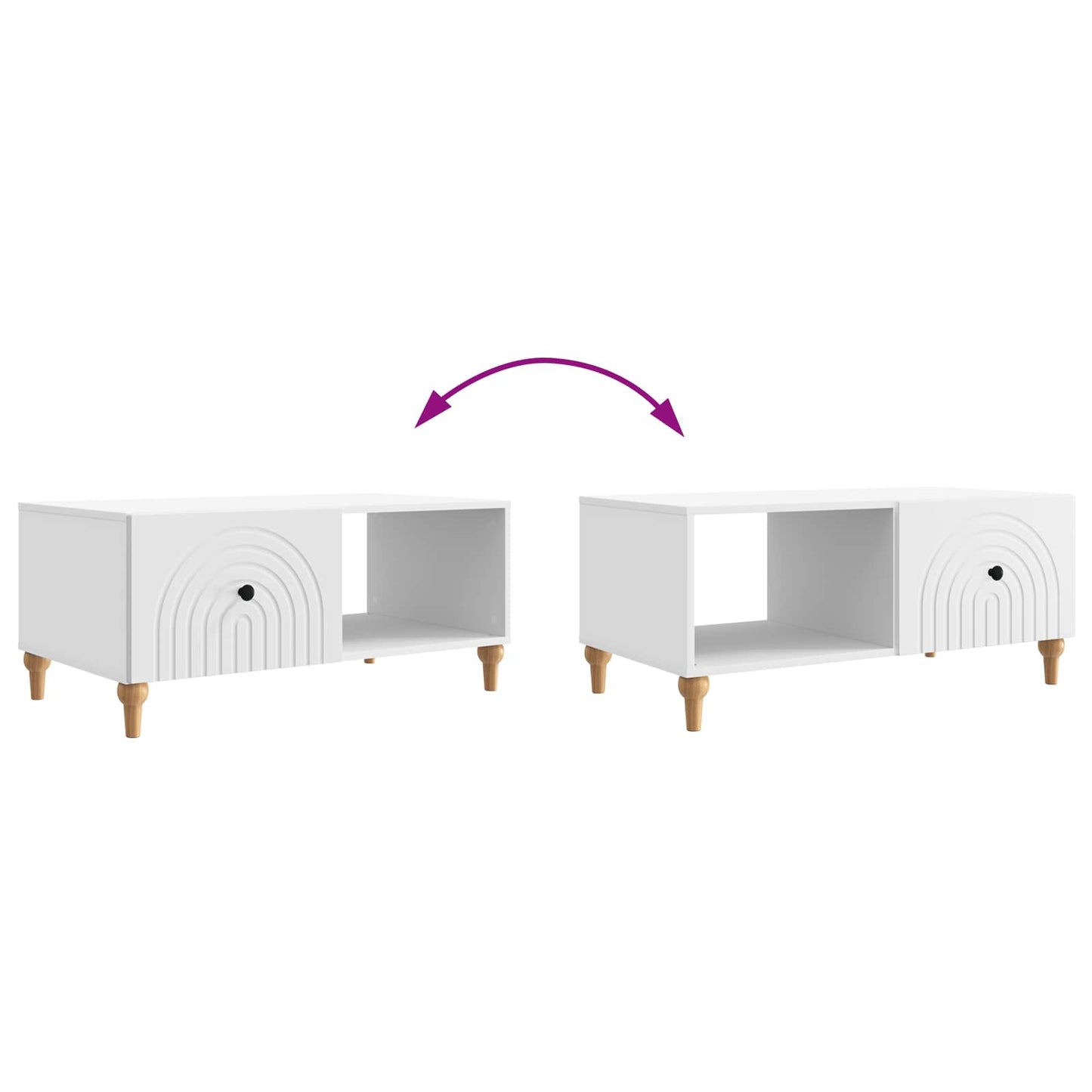 Sofabord Hvid 90 x 50 x 40 cm Konstrueret træ
