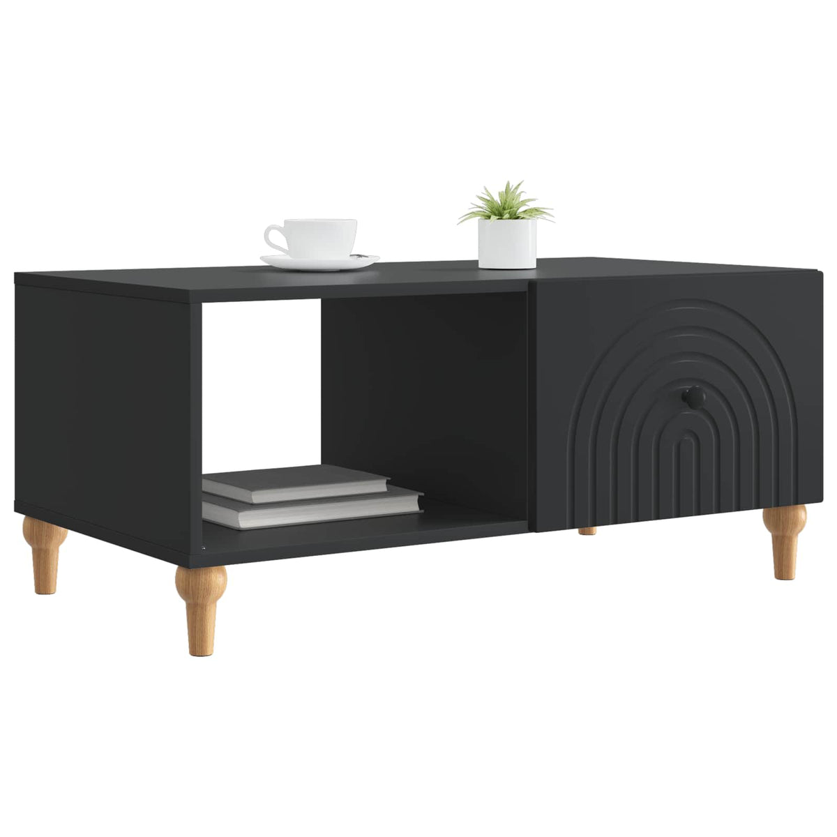 Sofabord Sort 90 x 50 x 40 cm Konstrueret træ
