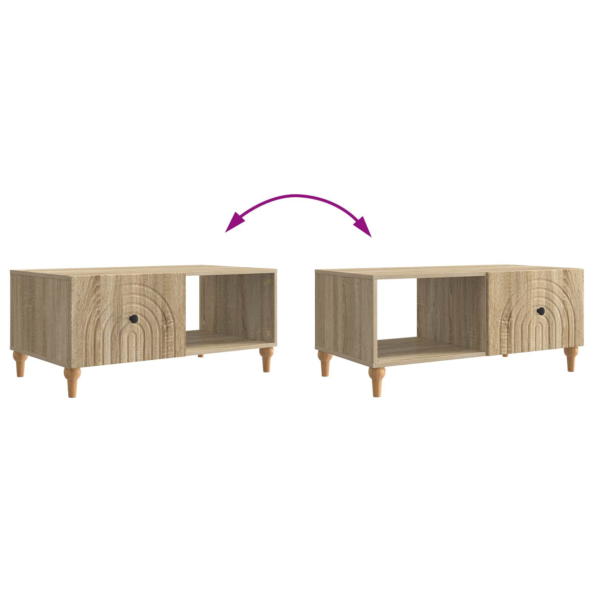 Sofabord Sonoma-eg 90 x 50 x 40 cm Konstrueret træ
