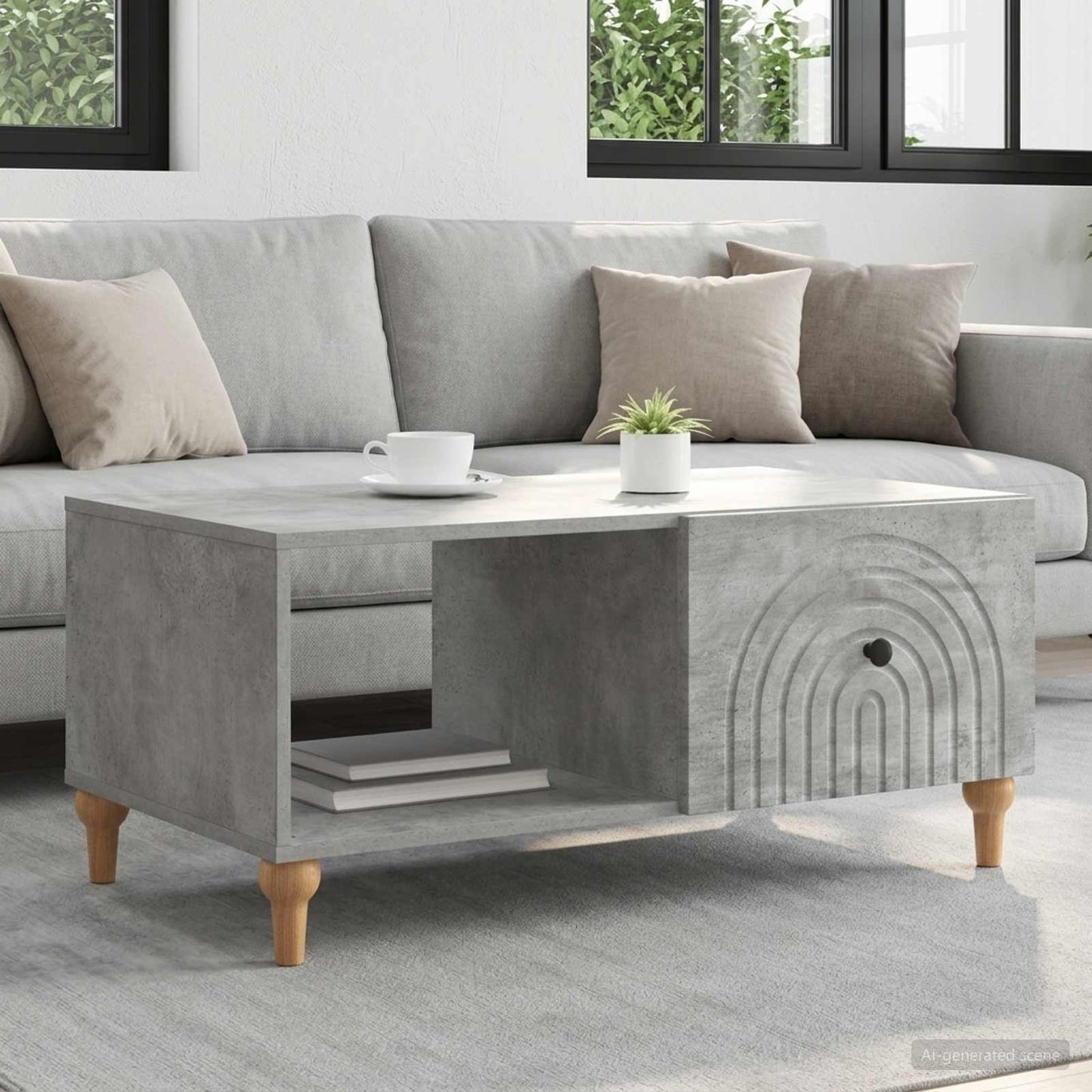 Sofabord Betongrå 90 x 50 x 40 cm Konstrueret træ