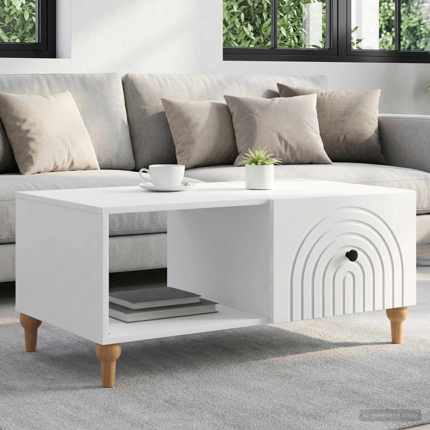 Sofabord Hvid højglans 90 x 50 x 40 cm Konstrueret træ