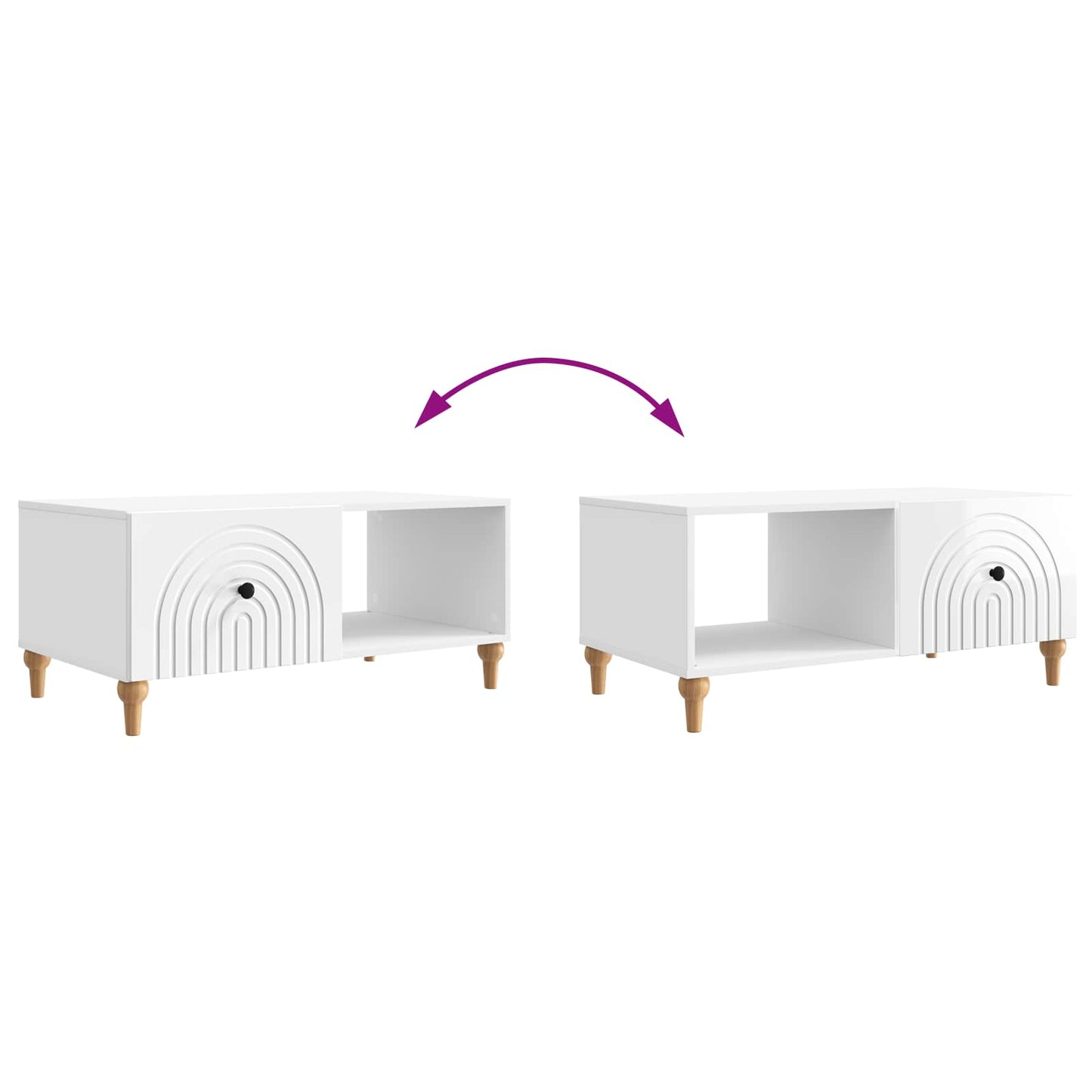Sofabord Hvid højglans 90 x 50 x 40 cm Konstrueret træ