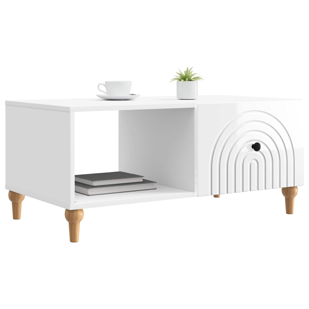 Sofabord Hvid højglans 90 x 50 x 40 cm Konstrueret træ
