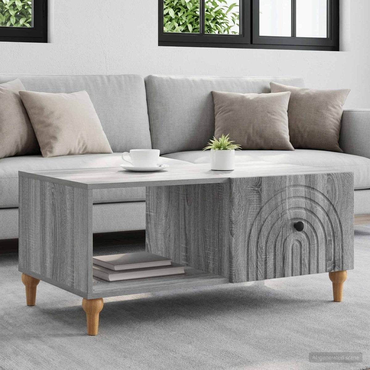 Sofabord Grå sonoma-eg 90 x 50 x 40 cm Konstrueret træ