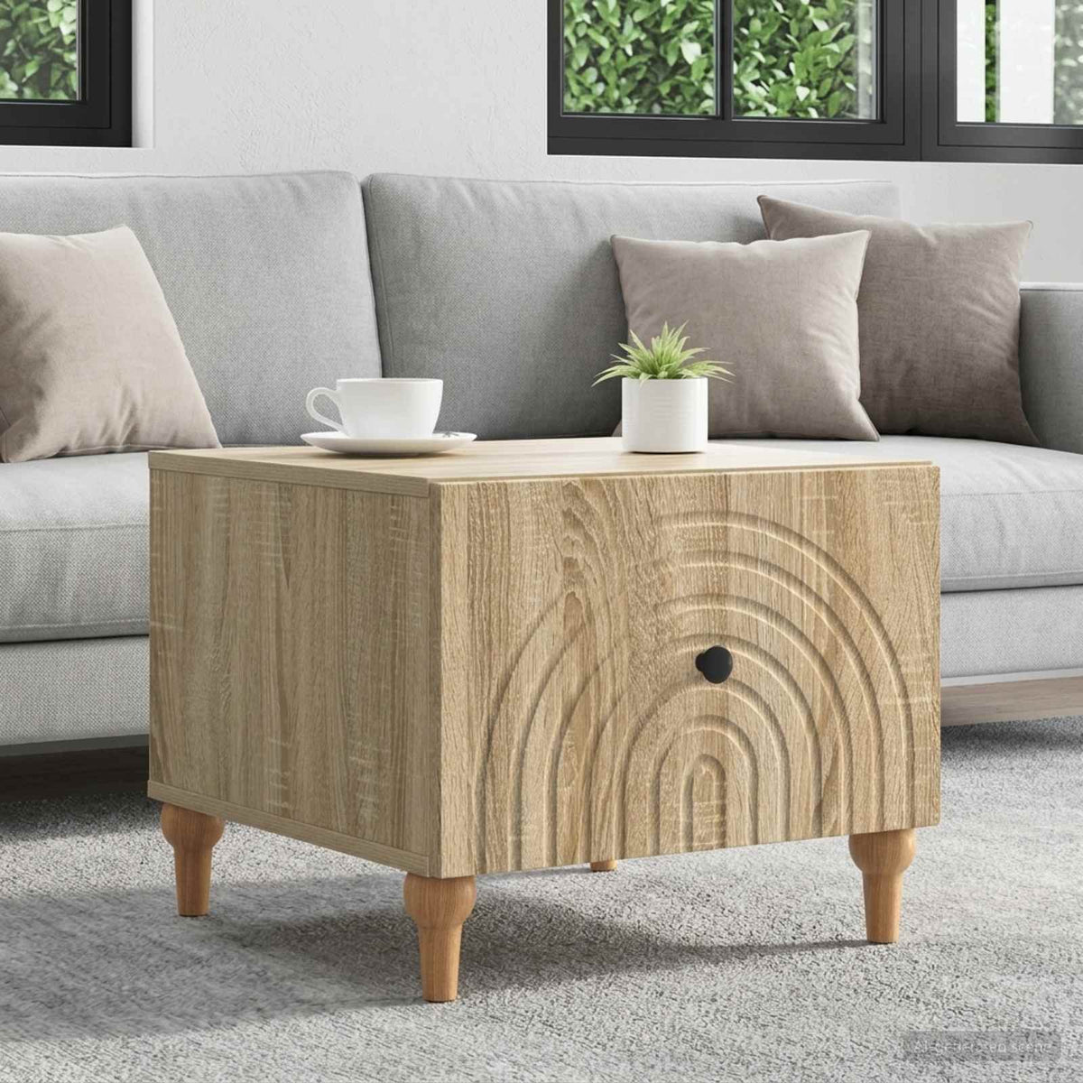 Sofabord med skuffe Sonoma-eg 49 x 50 x 40 cm Konstrueret træ