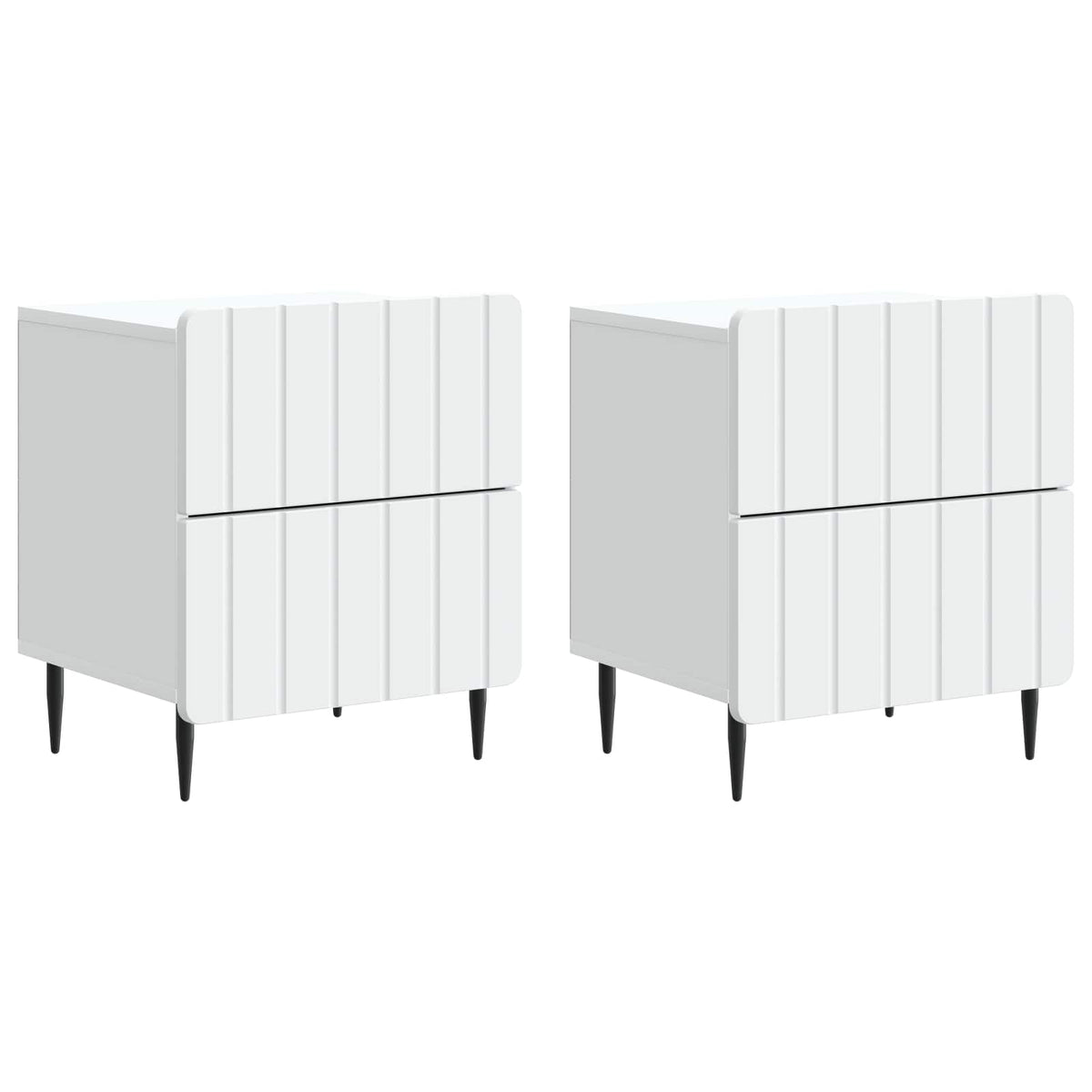 Natskab 2 stk. Hvid 43 x 34,5 x 49,5 cm Konstrueret træ