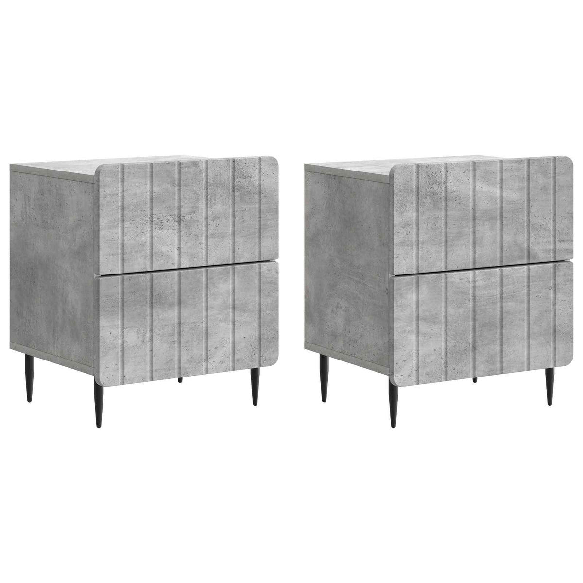 Natskab 2 stk. Betongrå 43 x 34,5 x 49,5 cm Konstrueret træ