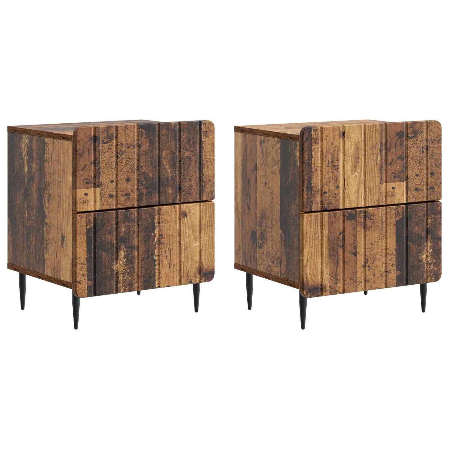 Natskab 2 stk. Gammelt træ 43 x 34,5 x 49,5 cm Konstrueret træ