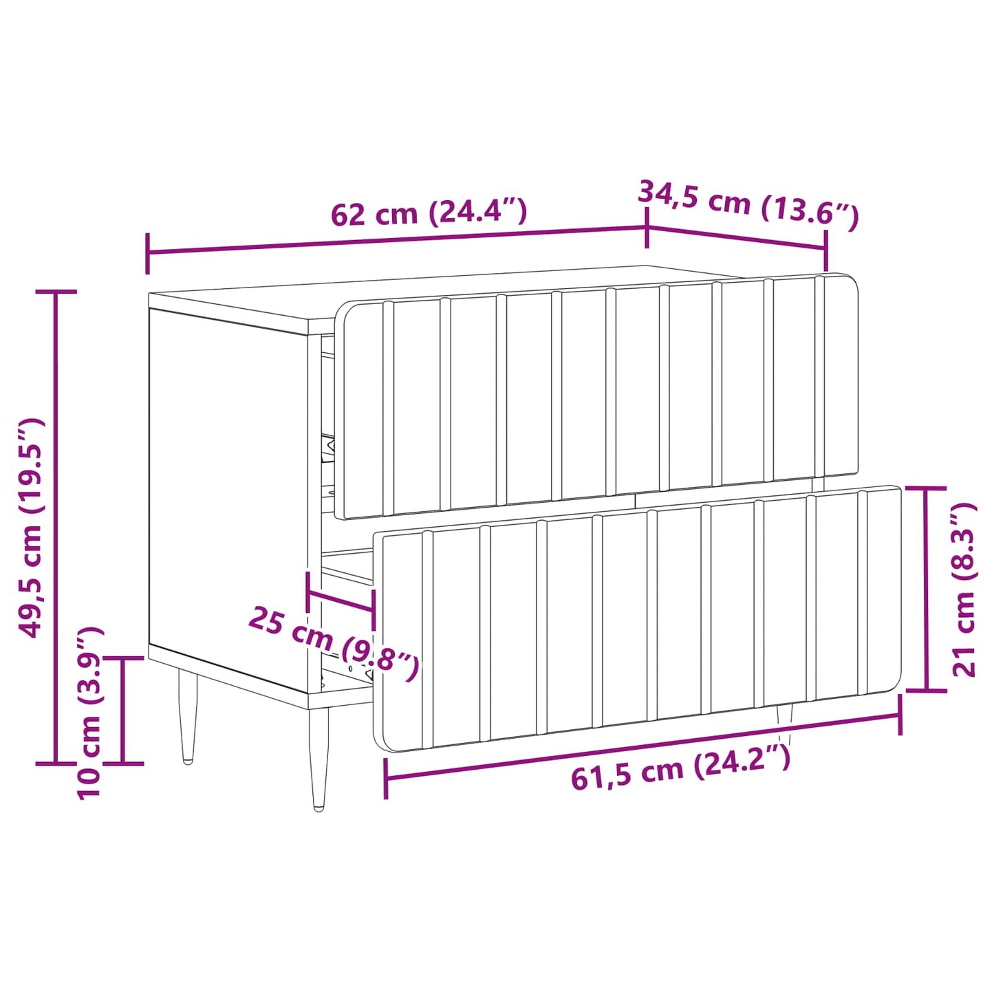 Natskab Hvid højglans 62 x 34,5 x 49,5 cm Konstrueret træ