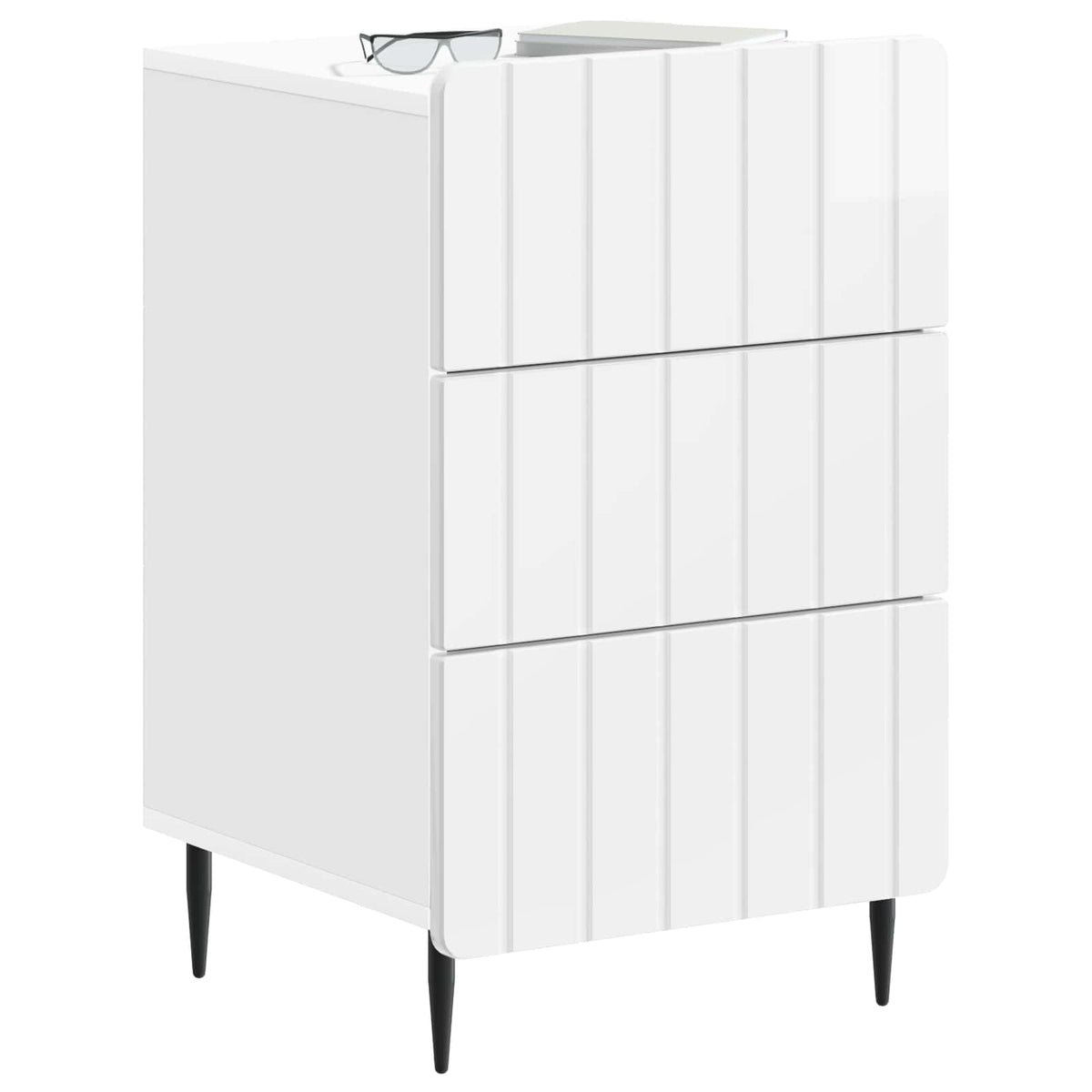 Natskab med skuffe Hvid højglans 43x 41 x 68 cm Konstrueret træ