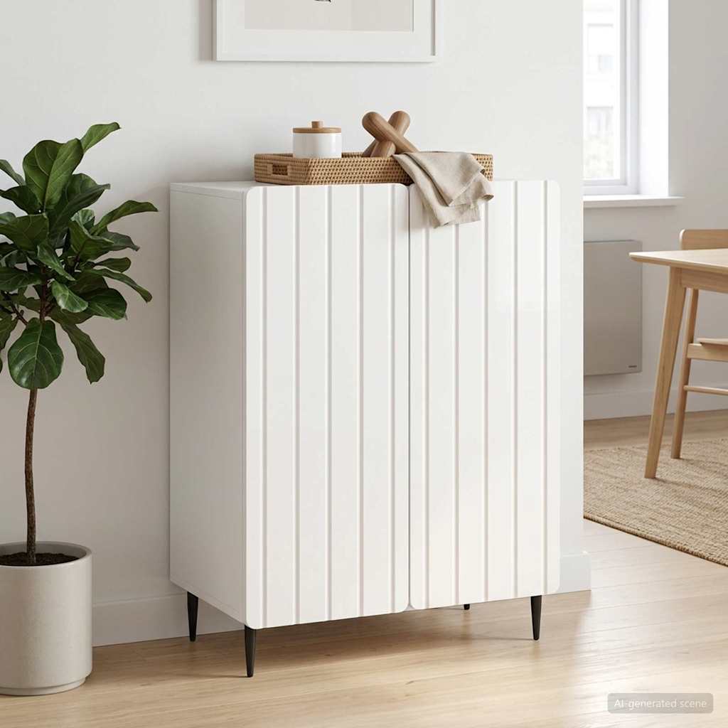 Sideboard Hvid højglans 66 x 34,5 x 92 cm Konstrueret træ