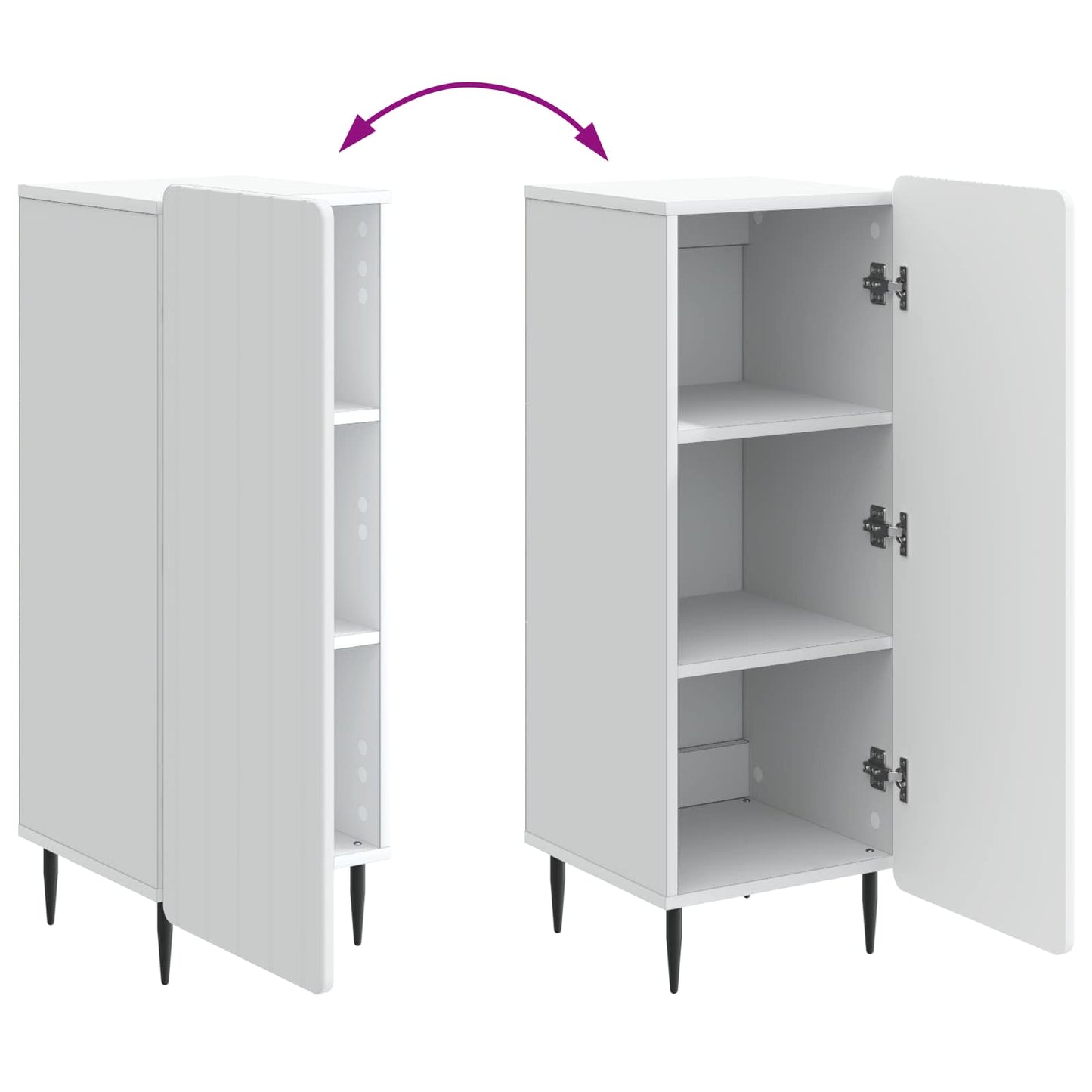 Sideboard Hvid 34,5 x 33 x 92 cm Konstrueret træ