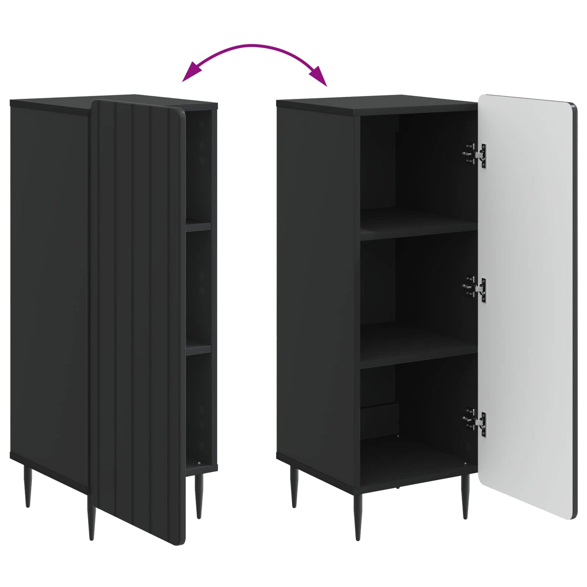 Sideboard Sort 34,5 x 33 x 92 cm Konstrueret træ