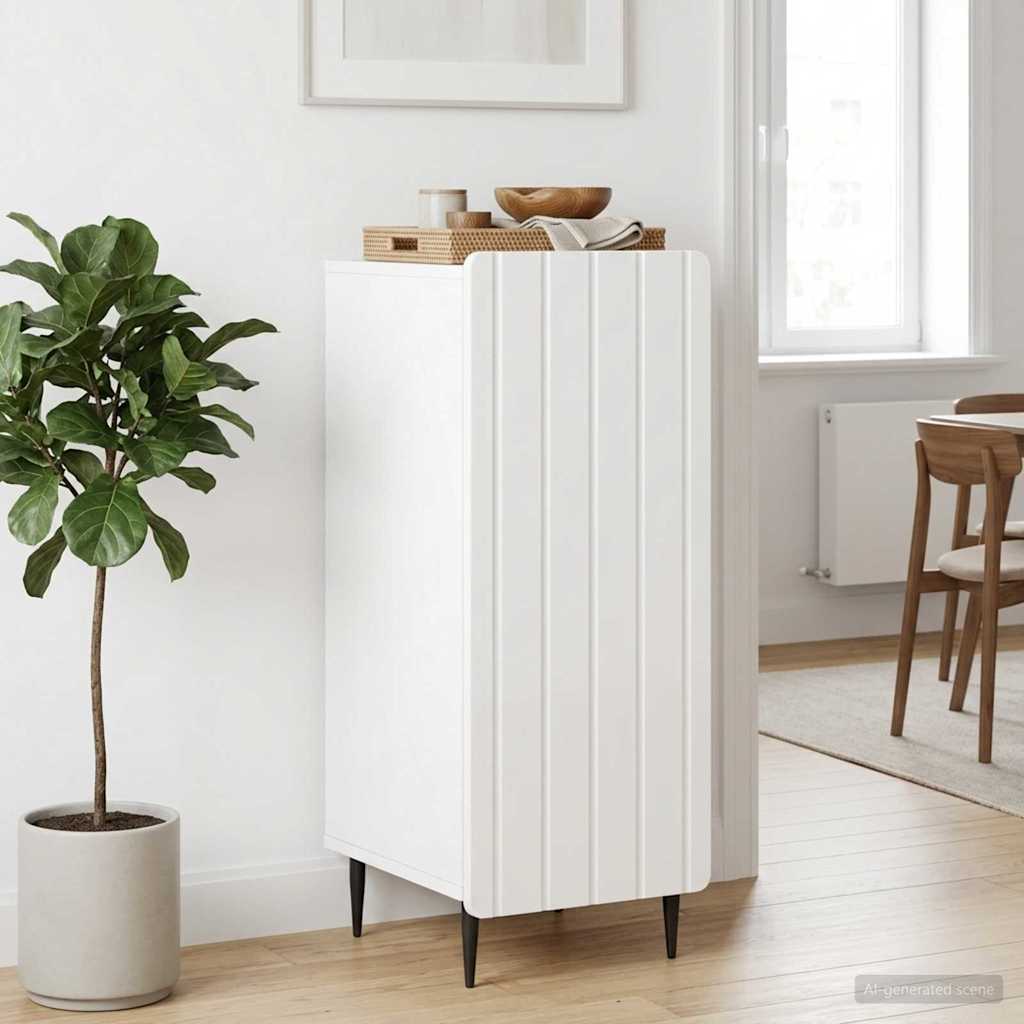Sideboard Hvid højglans 34,5 x 33 x 92 cm Konstrueret træ