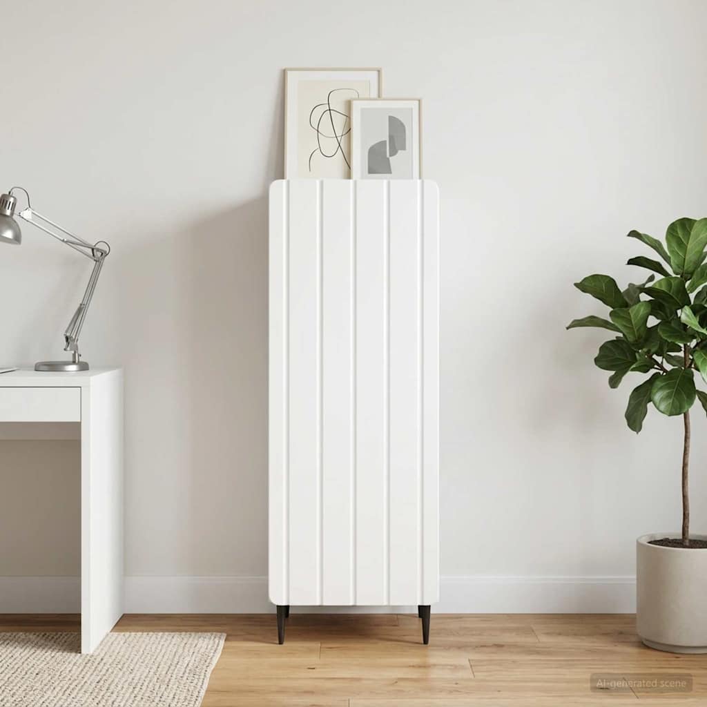 Sideboard Hvid højglans 34,5 x 33 x 92 cm Konstrueret træ
