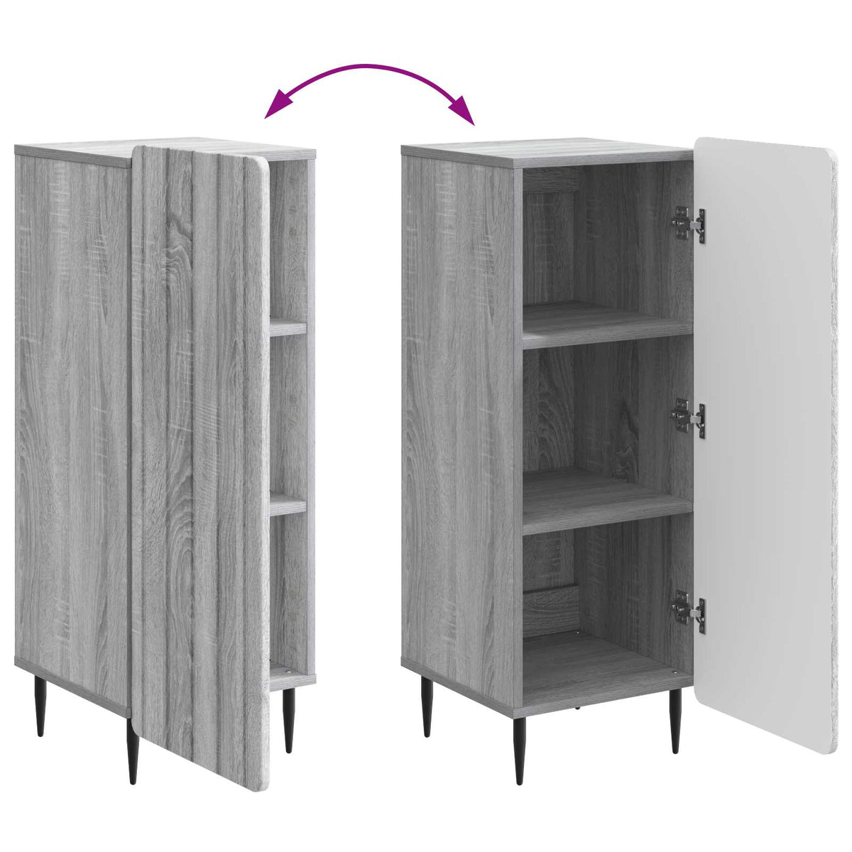 Sideboard Grå sonoma-eg 34,5 x 33 x 92 cm Konstrueret træ