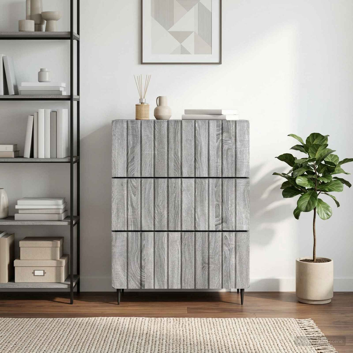 Skuffeskab 66 x 34,5 x 92 cm Konstrueret træ Grå sonoma-eg