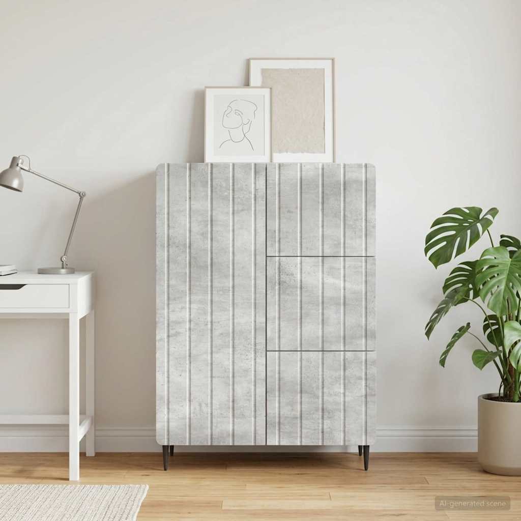 Sideboard Betongrå 66 x 34,5 x 91,5 cm Konstrueret træ