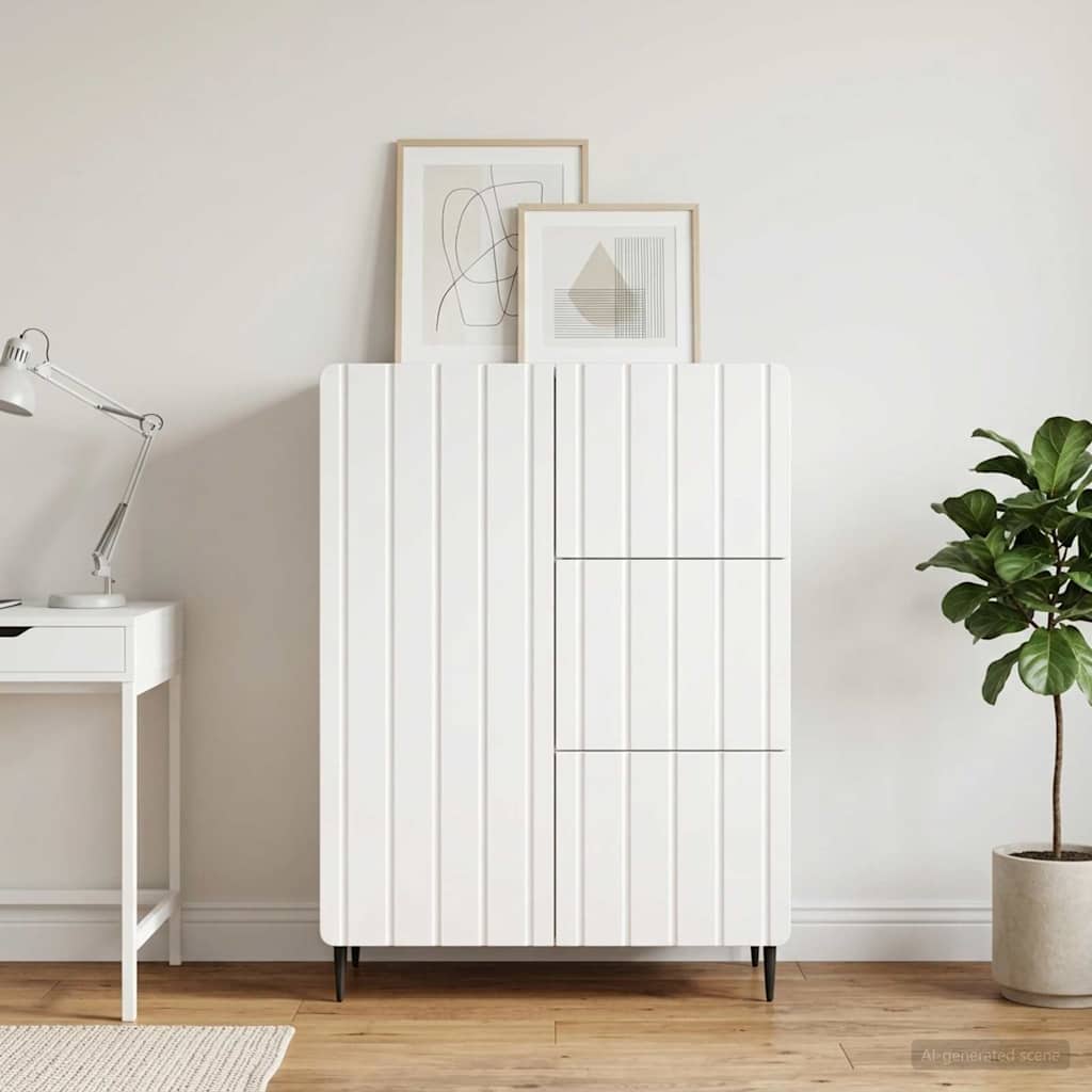 Sideboard Hvid højglans 66 x 34,5 x 91,5 cm Konstrueret træ