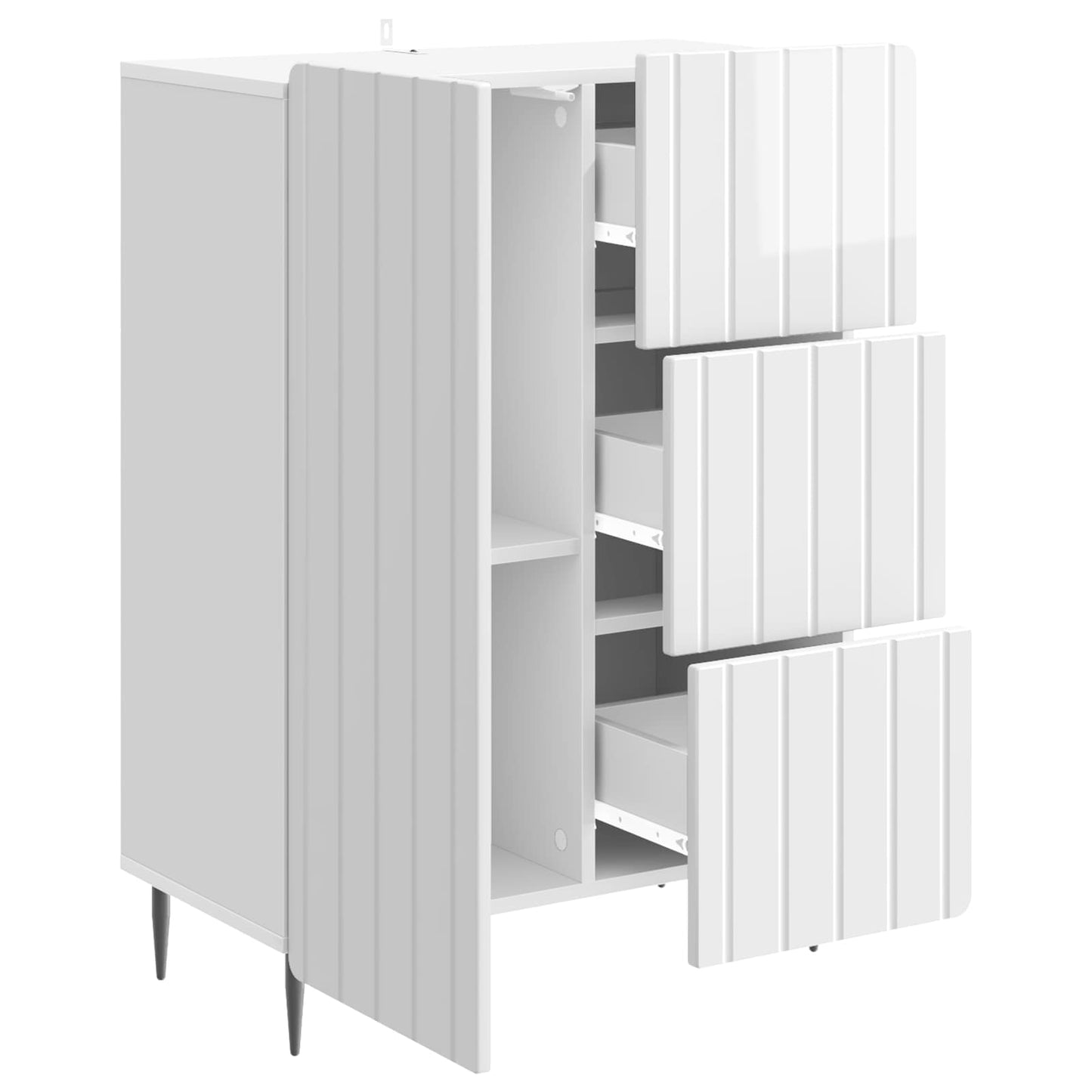 Sideboard Hvid højglans 66 x 34,5 x 91,5 cm Konstrueret træ