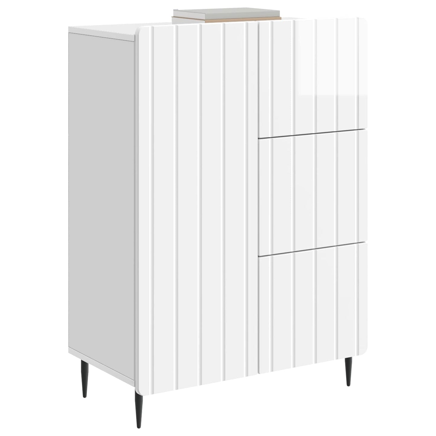 Sideboard Hvid højglans 66 x 34,5 x 91,5 cm Konstrueret træ